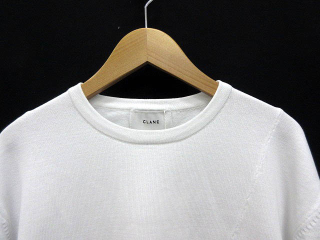 未使用品 クラネ CLANE ニット チュニック 切替 長袖 カットソー 白 38  
