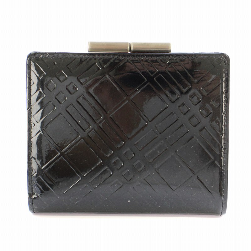 バーバリー BURBERRY 二つ折り 財布 ウォレット エナメル がま口 