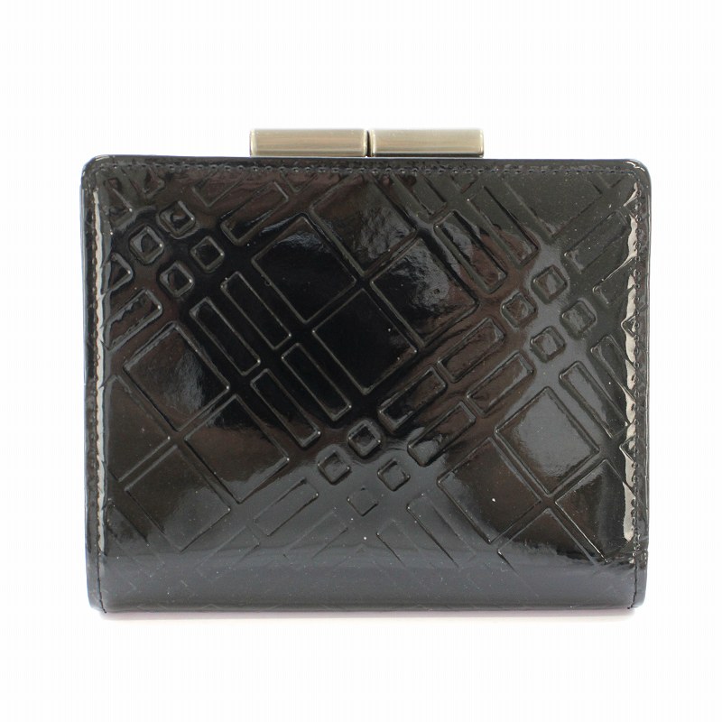 バーバリー　折財布　財布　ウォレット　ノバチェック　ブラック バーバリー BURBERRY 二つ折り 財布 ウォレット エナメル がま口