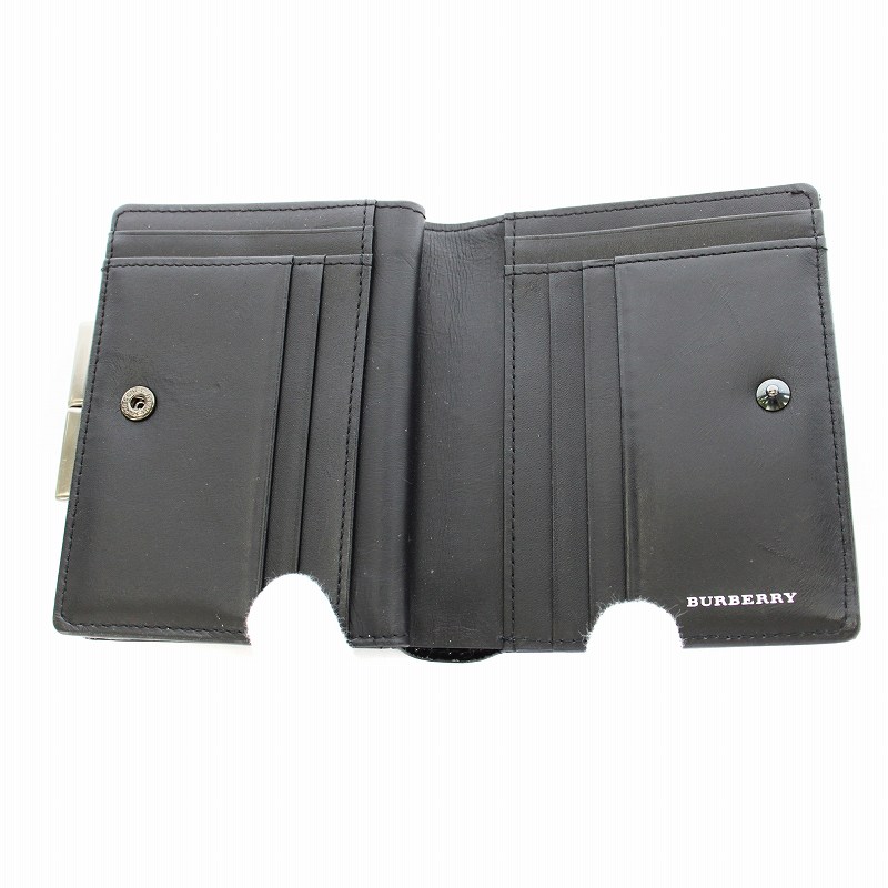バーバリー BURBERRY 二つ折り 財布 ウォレット エナメル がま口