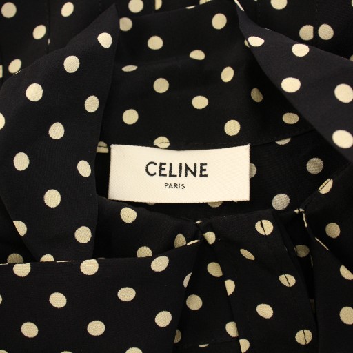 セリーヌ CELINE シャツワンピース ボウタイ ミモレ ロング 半袖  