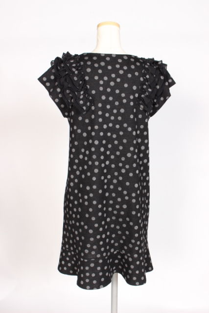 ギャラリービスコンティ Gallery Visconti ワンピース フリル ミニ ドット ポリエステル 2 ブラック Sm レディース 164 ベクトルパーク