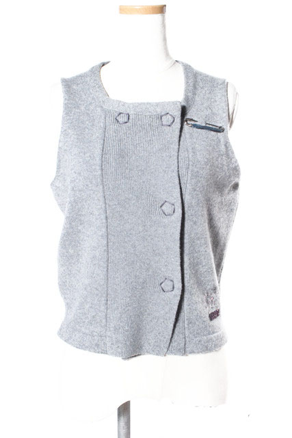 クイーン&ベル QUEENE&BELLE ベスト ニット カシミヤ S グレー ahm0403 レディース