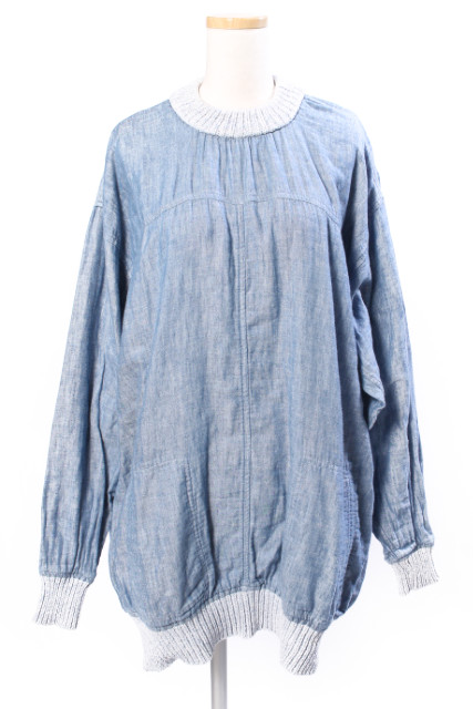 イザベル マラン エトワール Isabel Marant Etoile ワンピース リブ切替 シャンブレー 長袖 ミニ コットン 36 青 ブルー Tk レディース 164 ベクトルパーク