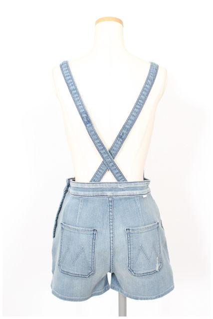 マザー Mother Swooner Short オーバーオール サロペット デニム ショート Used加工 24 青 ブルー Kk0415 レディース 164 ベクトルパーク