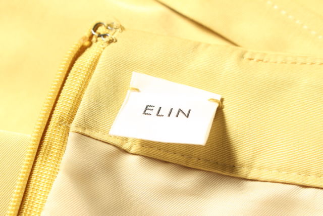 エリン ELIN メルトンフレアスカート マスタード イエロー サイズ36 エリン ELIN 18SS Waist bow midi sk スカート ひざ丈 フレア 38