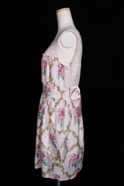 ジーザスディアマンテ Jesus Diamante ワンピース ひざ丈 ノースリーブ レース ベルサイユローズ柄ルリジューズ2 40 ピンク Fy04 レディース 164 ベクトルパーク