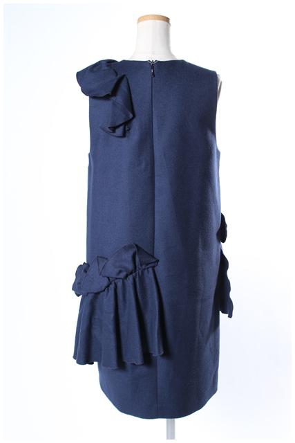 エムエスジーエム Msgm ワンピース ひざ丈 ノースリーブ フリル ウール 38 紺 ネイビー Mm04 レディース 164 ベクトルパーク
