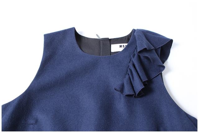 エムエスジーエム MSGM ワンピース ひざ丈 ノースリーブ フリル ウール 