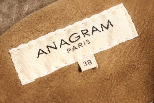 アナグラム パリ ANAGRAM PARIS コート ムートン フード 38 茶  