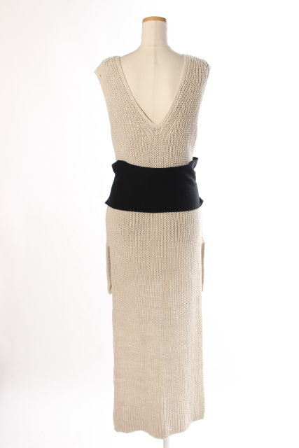 アドーア ADORE 18SS カットソー ニット ノースリーブ ロング リボン ロングテール リネン混 38 ベージュ /fy0504 レディース ベーシックノースリーブニット ADORE アドーア トップス