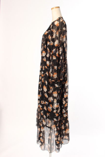 アダムエロペ Adam Et Rope 17aw ワンピース シフォン 前開き 花柄 F 黒 ブラック オレンジ Yo0508 レディース 164 ベクトルパーク アダムエロペ Adam Et Rope 17aw ワンピース シフォン 前開き 花柄 F 黒 ブラック オレンジ Yo0508 レディース 164 ベクトルパーク