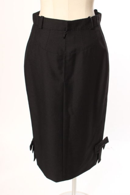 ルイヴィトン LOUIS VUITTON スカート タイト ひざ丈 裾リボン ウール  