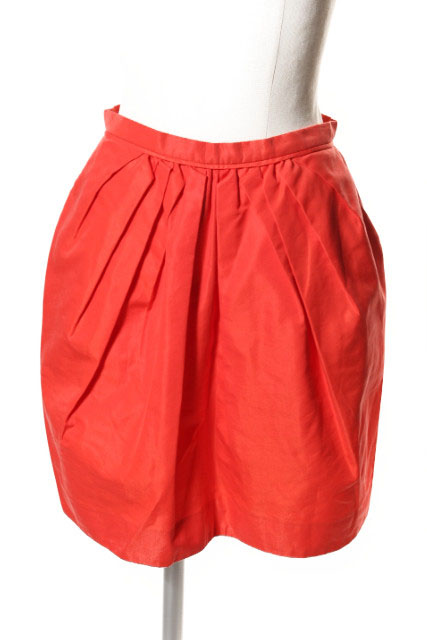 ドゥロワー Drawer スカート ボックス ミニ シルク コットン 36 赤  