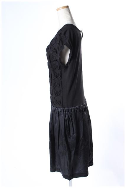 ミュベール Muveil Muguet Fifth Avenue ワンピース ひざ丈 半袖 リボンモチーフ 切り替え F 黒 ブラック Yt0509 レディース 164 ベクトルパーク