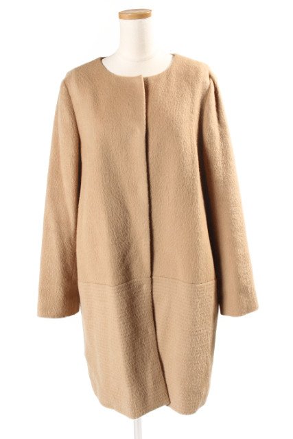 美品】UNITED ARROWS ベージュ ファー付ノーカラーハーフコート40 by 