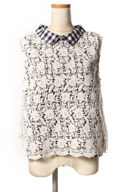 ブロードゥリー コー Broderie Co ナノユニバース ギンガム レース ノースリーブ ブラウス Kk0514 レディース 164 ベクトルパーク