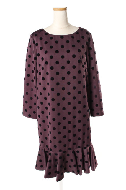 グレースコンチネンタル Grace Continental 17aw ワンピース フロッキー ドット 長袖 ひざ丈 36 紫 パープル T0517 レディース 164 ベクトルパーク