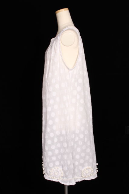 ヌキテパ Ne Quittez Pas ワンピース ドット 刺繍 ノースリーブ ひざ丈 コットン 白 ホワイト Kk0515 レディース 164 ベクトルパーク