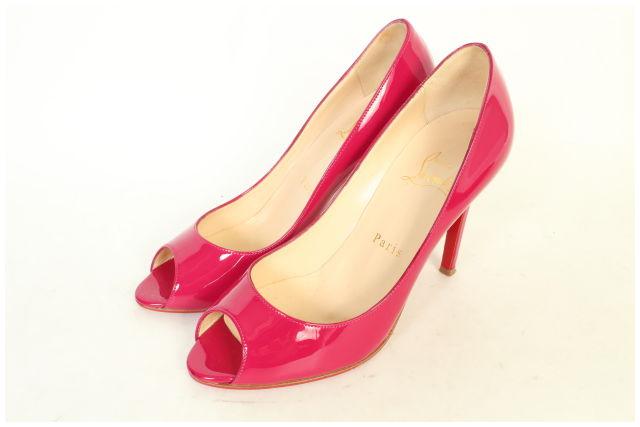 クリスチャンルブタン Louboutin エナメル オープントゥ パンプス 38