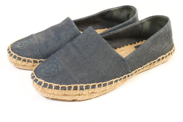 美品　トリーバーチ エスパドリーユ　デニム トリーバーチ TORY BURCH シューズ ロゴ デニム エスパドリーユ 5M 紺