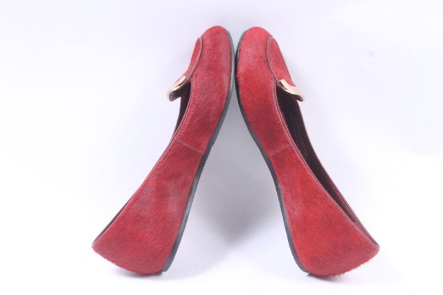 トリーバーチ TORY BURCH ハラコフラット シューズ 5M 赤 レッド