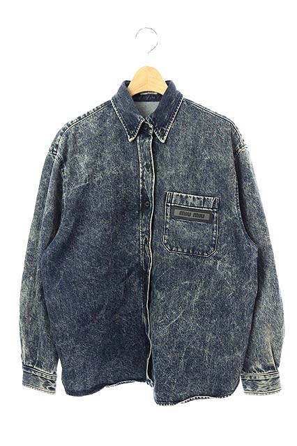 ミュウミュウ miumiu 18AW ジャケット デニムシャツ ケミカル 