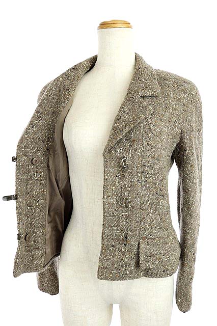 CHANEL シャネルテーラードツイードブラック/ホワイト /ラメ38