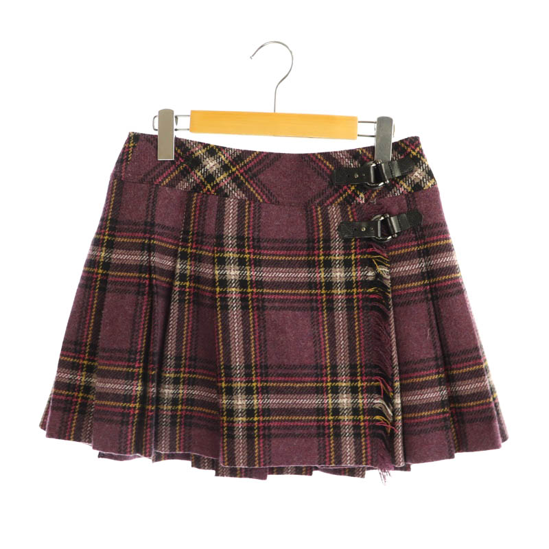 BURBERRY 38 バーバリー スカート プリーツ チェック ベルト ミニ BURBERRY 38 バーバリー スカート プリーツ チェック ベルト