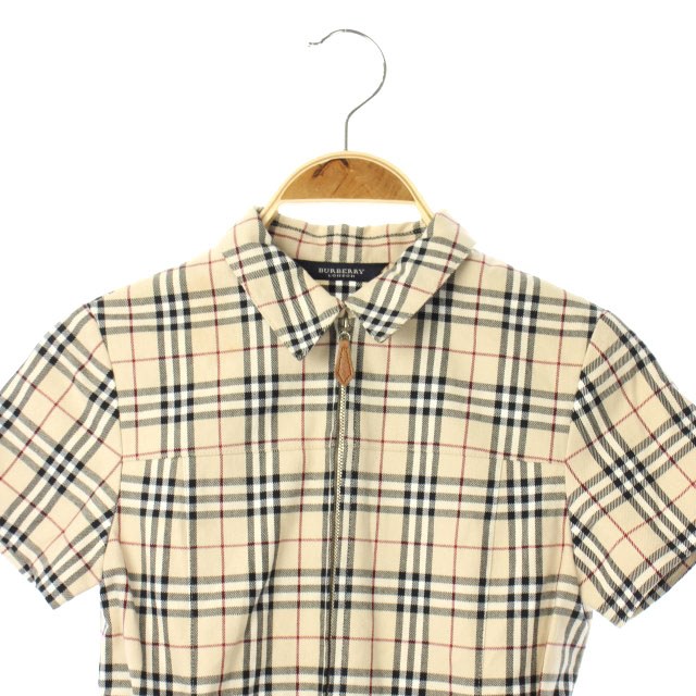 バーバリー ロンドン Burberry London ワンピース ジップアップ ノバチェック ひざ丈 ベルト付き 半袖 130a ベージュ Kn キッズ 165 ベクトルパーク