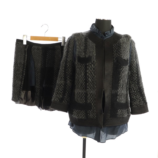 サカイ sacai セットアップ 3点セット ニット ベスト ブラウス 七分袖  