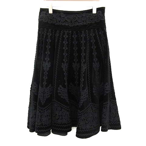 ラルフローレン RALPH LAUREN スカート ベロア フレア ロング 刺繍 7 S  