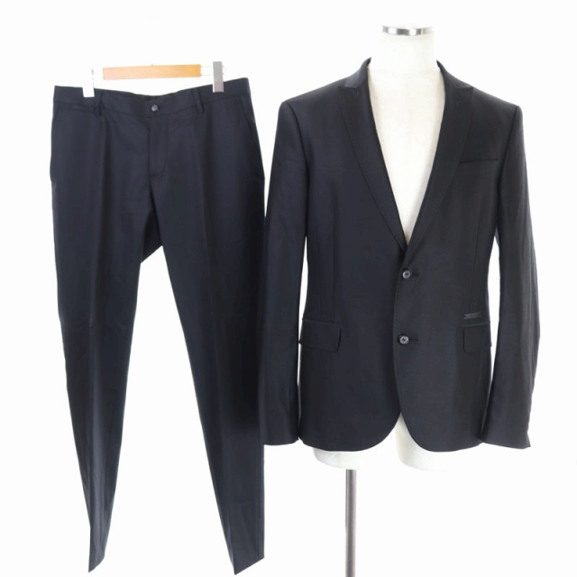 ザラマン Zara Man Black スーツ セットアップ 上下 テーラードジャケット 総裏地 2b パンツ スラックス スリム テーパード センタープレス 40 黒 メンズ 165 ベクトルパーク