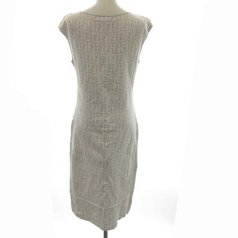 フェンディ Fendi ワンピース ニット ノースリーブ ロング ズッカ柄 ヴィンテージ 44 Xl ベージュ ホワイト 白 Kh レディース 165 ベクトルパーク