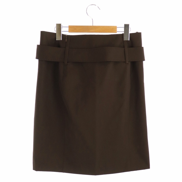 プラダ PRADA タイトスカート ひざ丈 ベルト付き イタリア製 40 茶 /KN