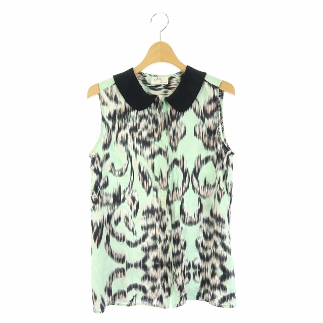 ミリー Milly ノースリーブカットソー 総柄 ライトグリーン 黒 Sa レディース 165 ベクトルパーク ミリー Milly ノースリーブカットソー 総柄 ライトグリーン 黒 Sa レディース 165 ベクトルパーク