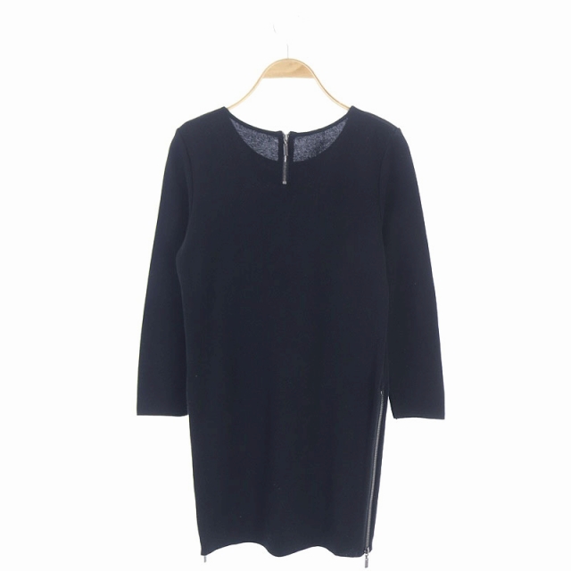 フォクシー Foxey ワンピース ミニ チュニック サイドジップ 長袖 38 黒 ブラック Df レディース 165 ベクトルパーク