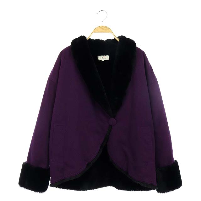 ミスディオール MISS DIOR ショールカラージャケット フェイクファー 