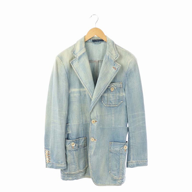 グッチ GUCCI デニムジャケット ジージャン テーラード 薄手 48R 水色 