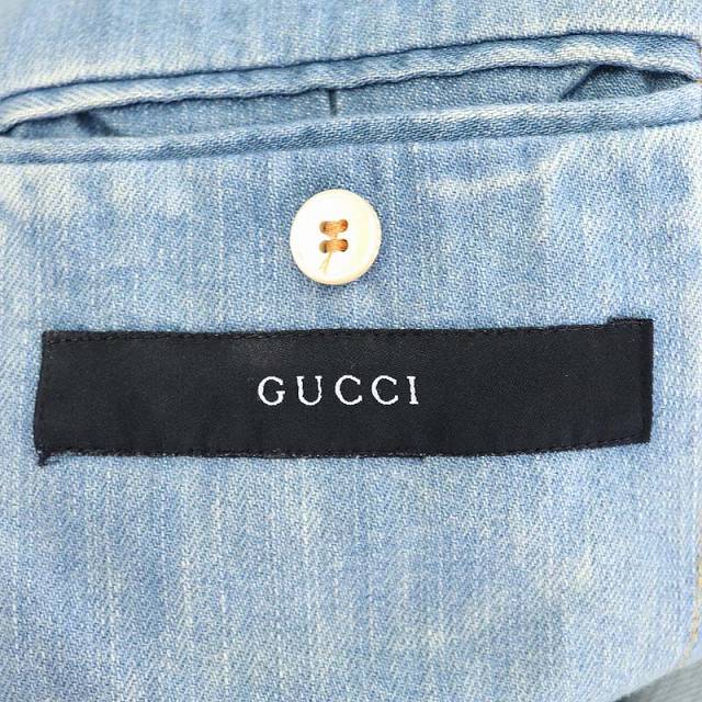 グッチ GUCCI デニムジャケット ジージャン テーラード 薄手 48R 水色 