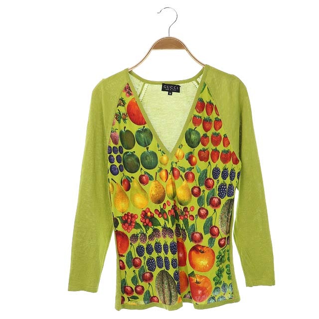 ▼グッチ GUCCI カーディガン フルーツ柄 果物 ニット 羽織 葡萄 ブドウ ▽グッチ GUCCI カーディガン フルーツ柄 果物 ニット 羽織 葡萄