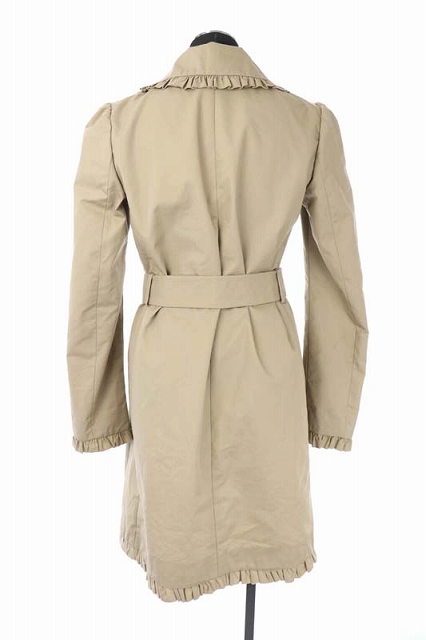 グッチ GUCCI 2017年製 コート ダブル ミドル丈 フリル パールボタン 