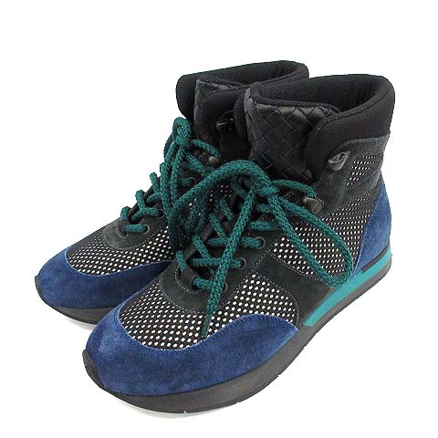 BOTTEGA VENETA ☆ レースアップスニーカー ナイロンとスエード Bottega Veneta: ブラック ナイロン＆スエード スニーカー