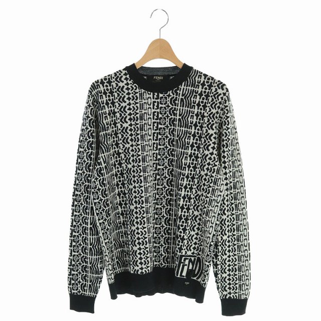 フェンディ FENDI ニット セーター 長袖 ズッカ柄 レオパード 総柄 46 