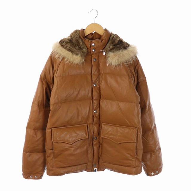 アベイシングエイプ A BATHING APE ファー付きレザーダウンジャケット 