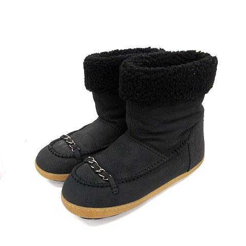 シャネル CHANEL 19年製 ムートンブーツ ショート フラット チェーン  