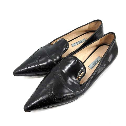 プラダ PRADA ローファー パンプス ポインテッドトゥ ウイングチップ 