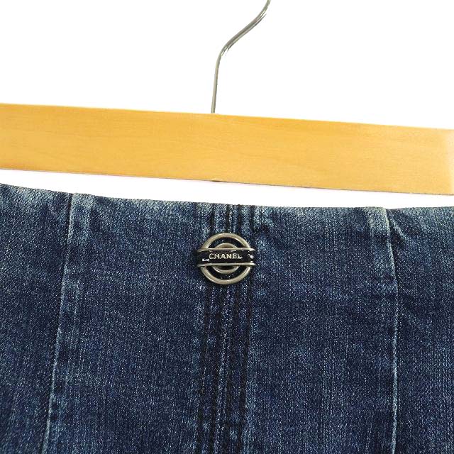 シャネル CHANEL 07A デニムスカート ひざ丈 台形 ロゴボタン