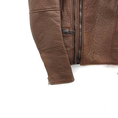 グッチ GUCCI ムートン ライダース ジャケット ダブル 羊革 レザー 44 