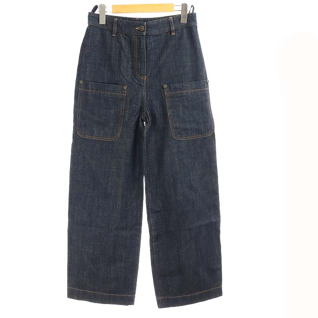 シャネル CHANEL 12A デニム ジーンズ パンツ ワイド ハイウエスト 